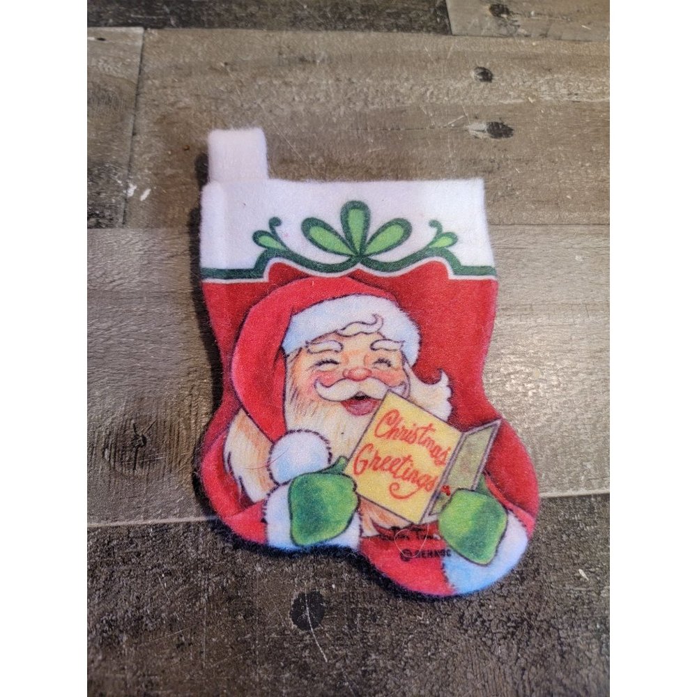 Mini stocking Jim Tim Santa Christmas greetings ornament xmas